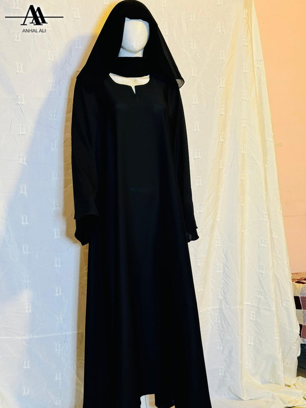 Jet Black Simple Abaya – Nida Fabric